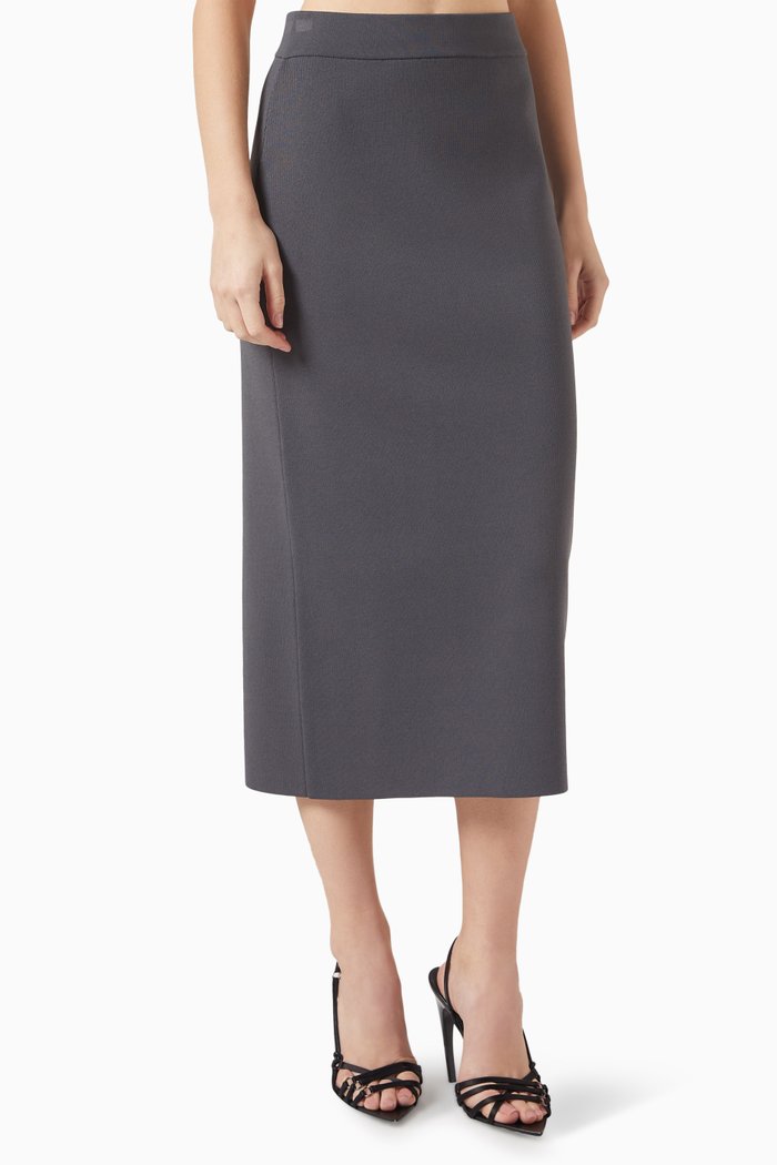 

Solange Midi Skirt in Knit, Grey