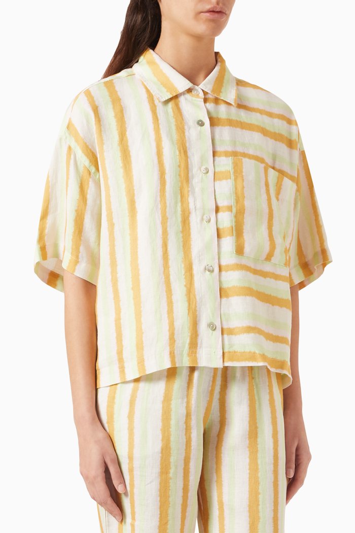 

Kyle Striped Shirt in Linen, Yellow