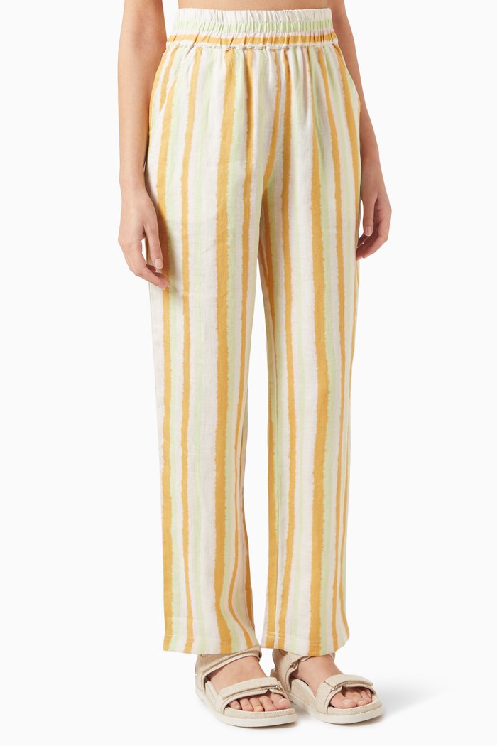 

Weekend Striped Pants in Linen, Yellow