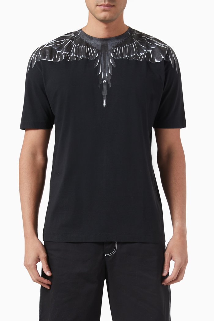 Icon Wings T-shirt in Cotton Jersey, Black