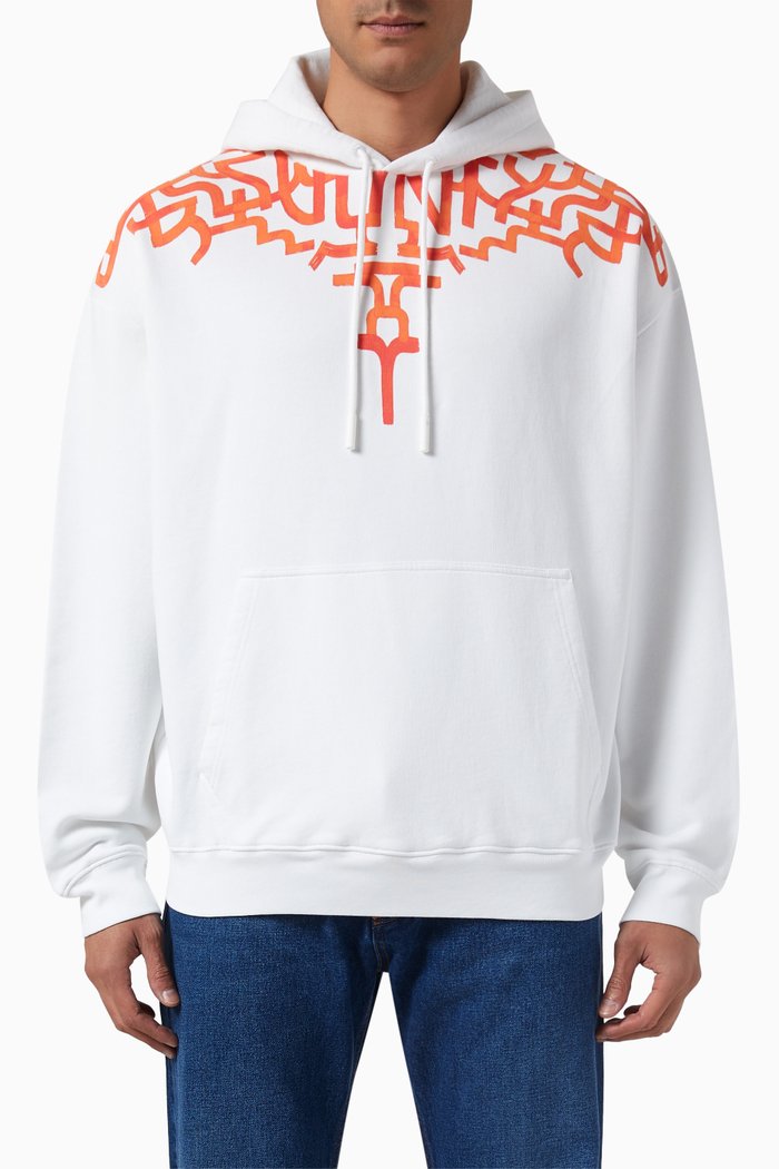 

Graffiti Wings Comfort Hoodie in Cotton, White