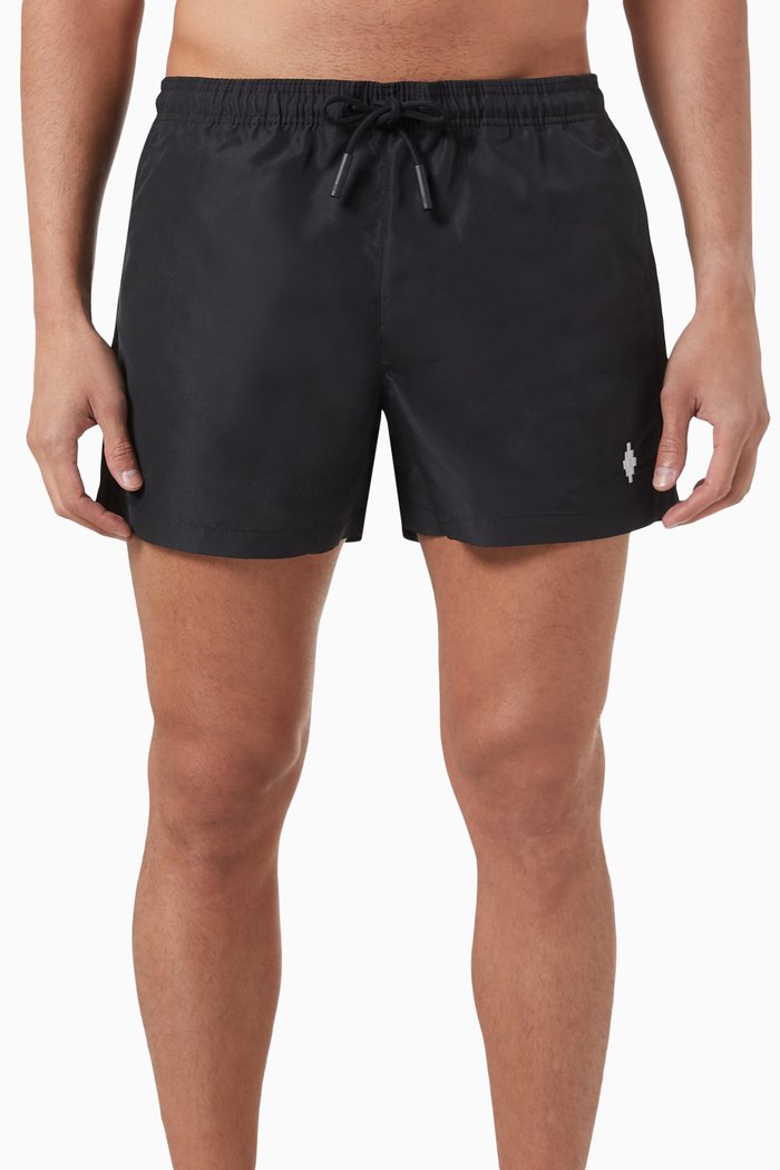 

Cross-embroidered Swim Shorts in Nylon, Black