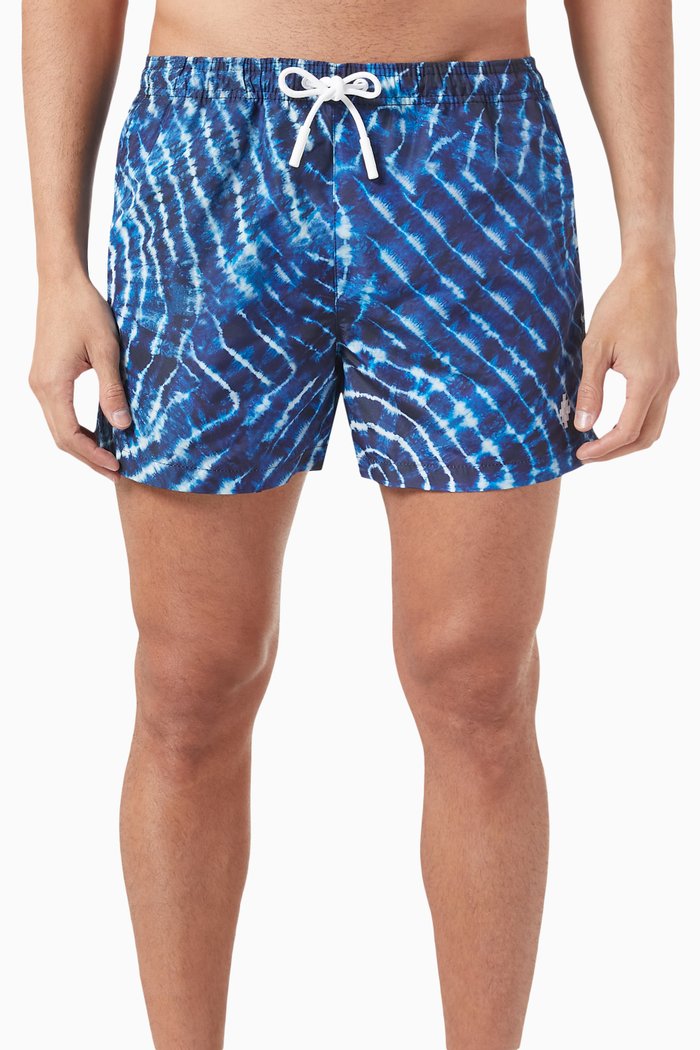 

AOP Sound Waves Swim Shorts in Nylon, Blue