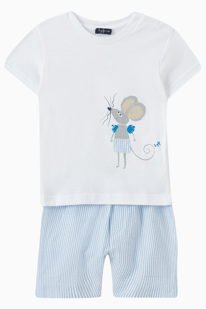 

T-shirt & Shorts Set in Cotton, White