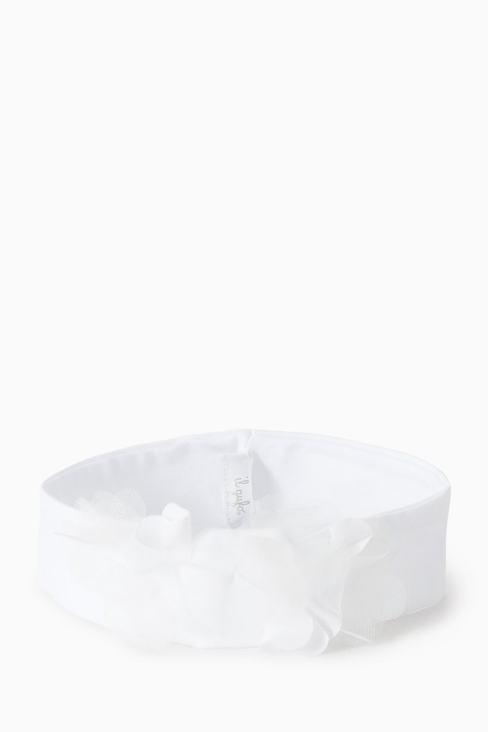 

Floral-applique Headband in Cotton, White