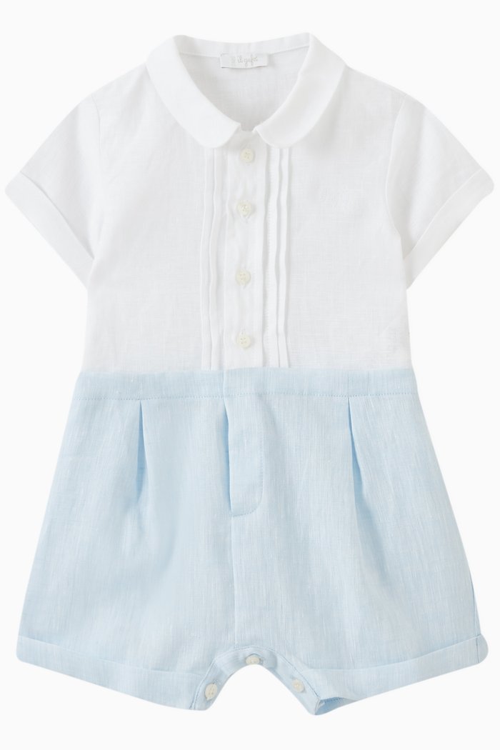 

Shirt Romper in Linen, Blue