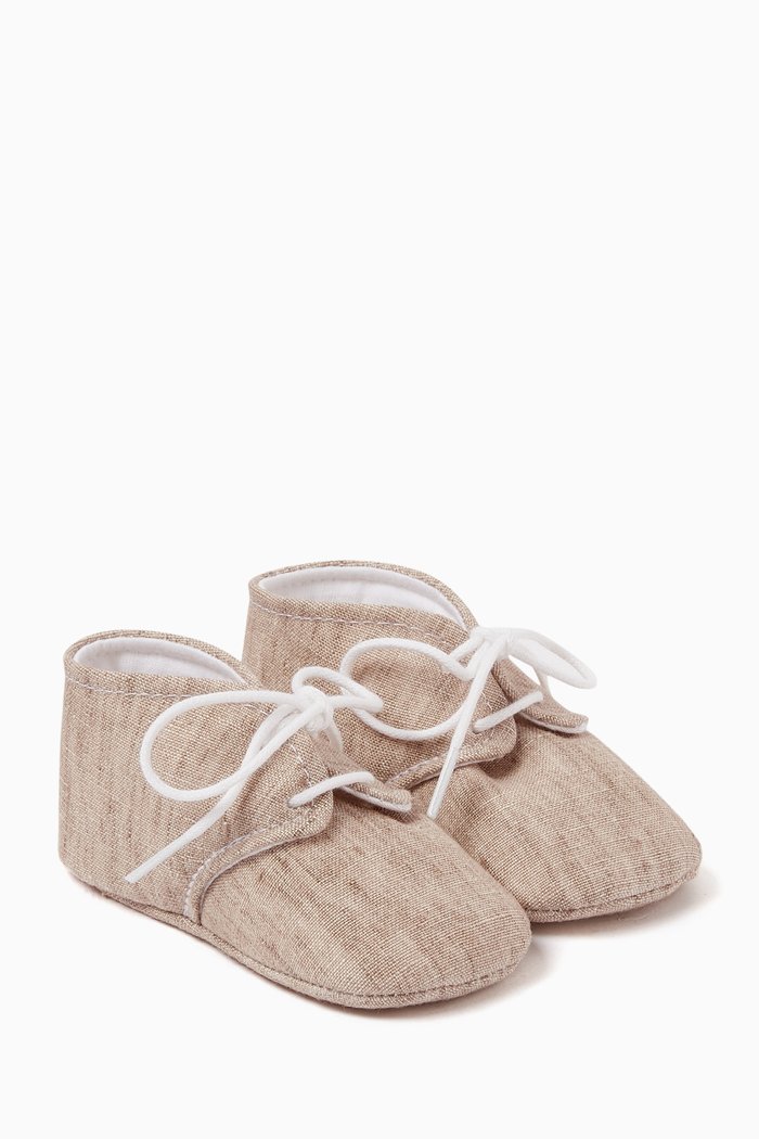 

Lace-up Booties in Canvas, Neutral