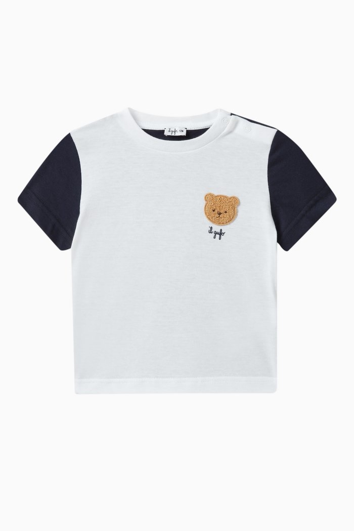 

Teddy Bear-Appliqué T-shirt in Cotton, White