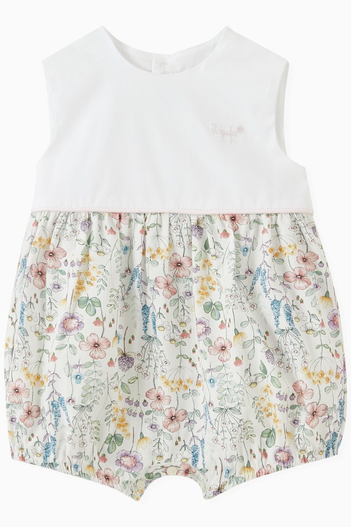 

Floral Printed Romper in Cotton, Green