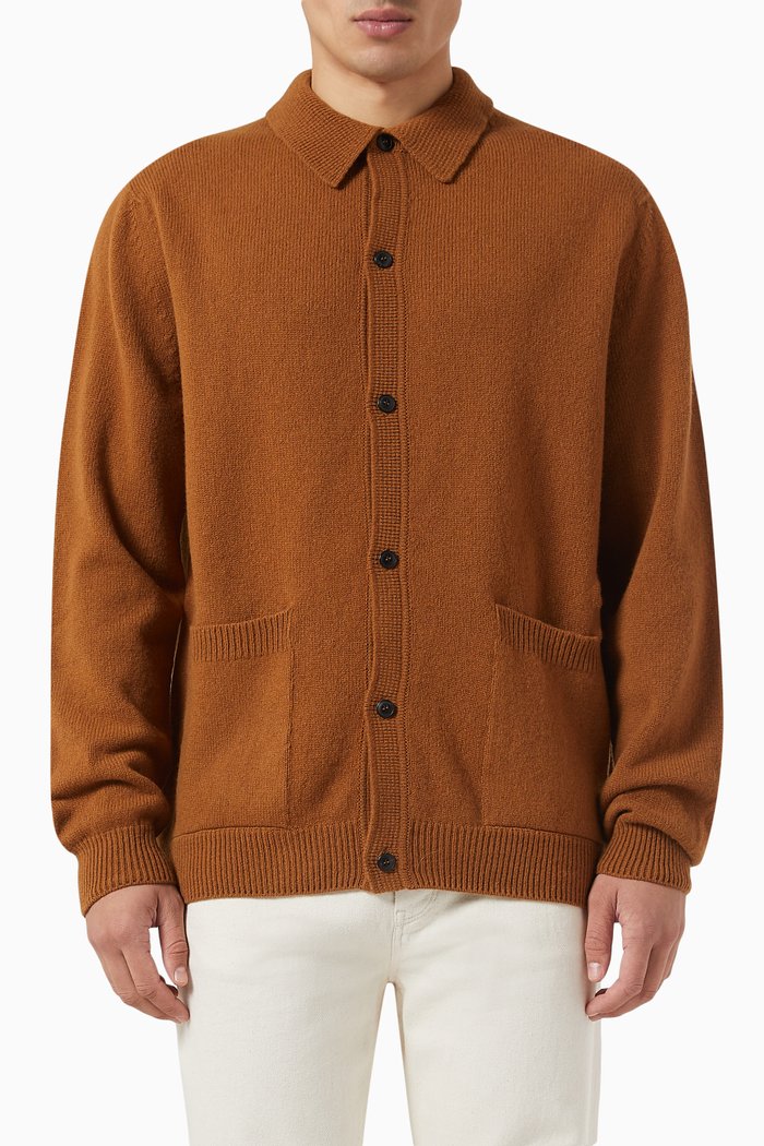 

Twin-pocket Jacket in Lambswool, Brown