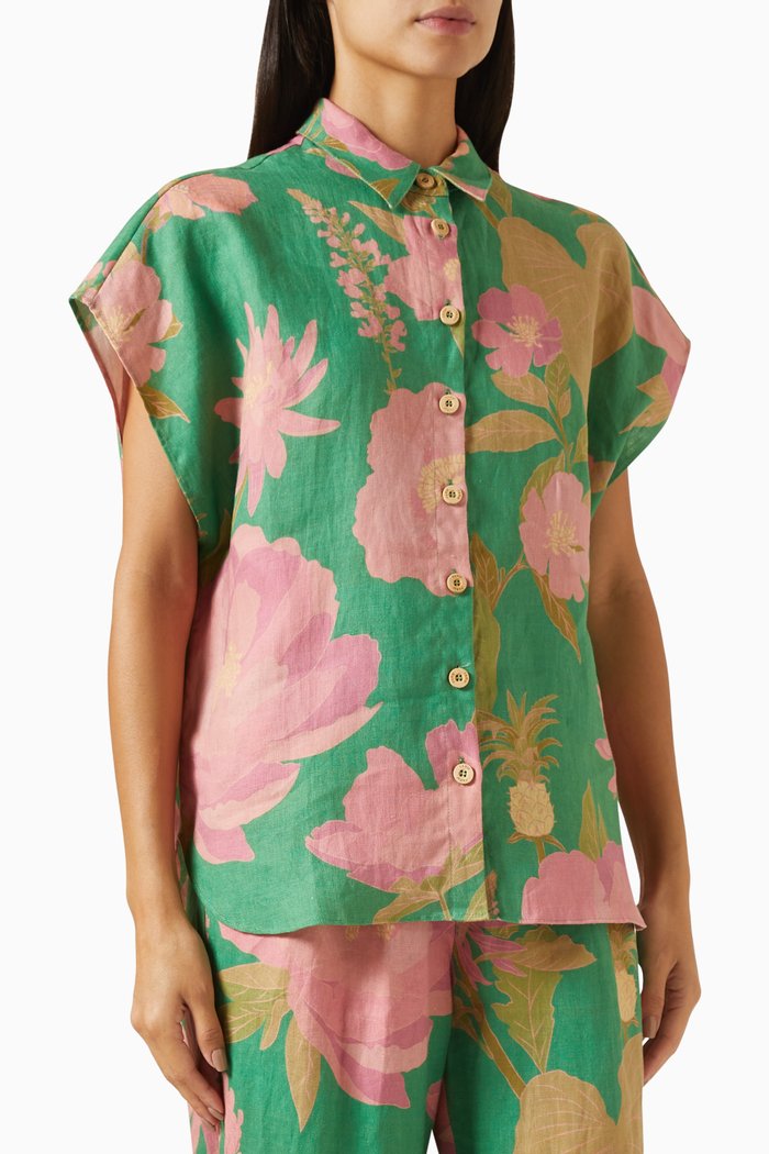 

Winter Garden Shirt in Linen, Green