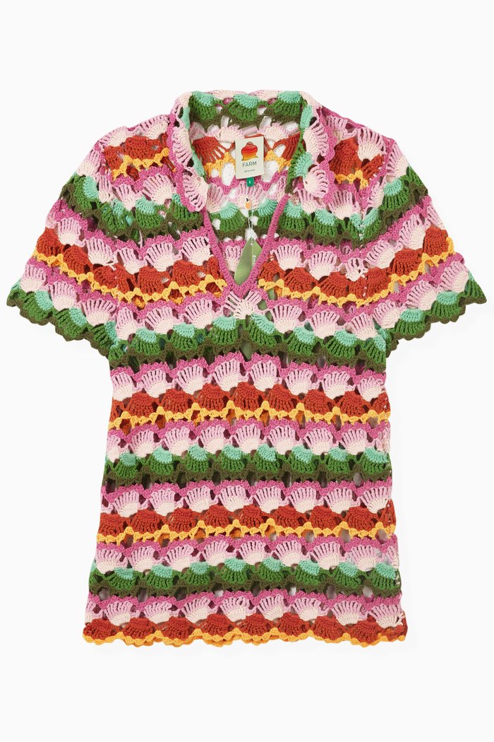 

Bananas Mini Dress in Crochet Knit, Multicolour