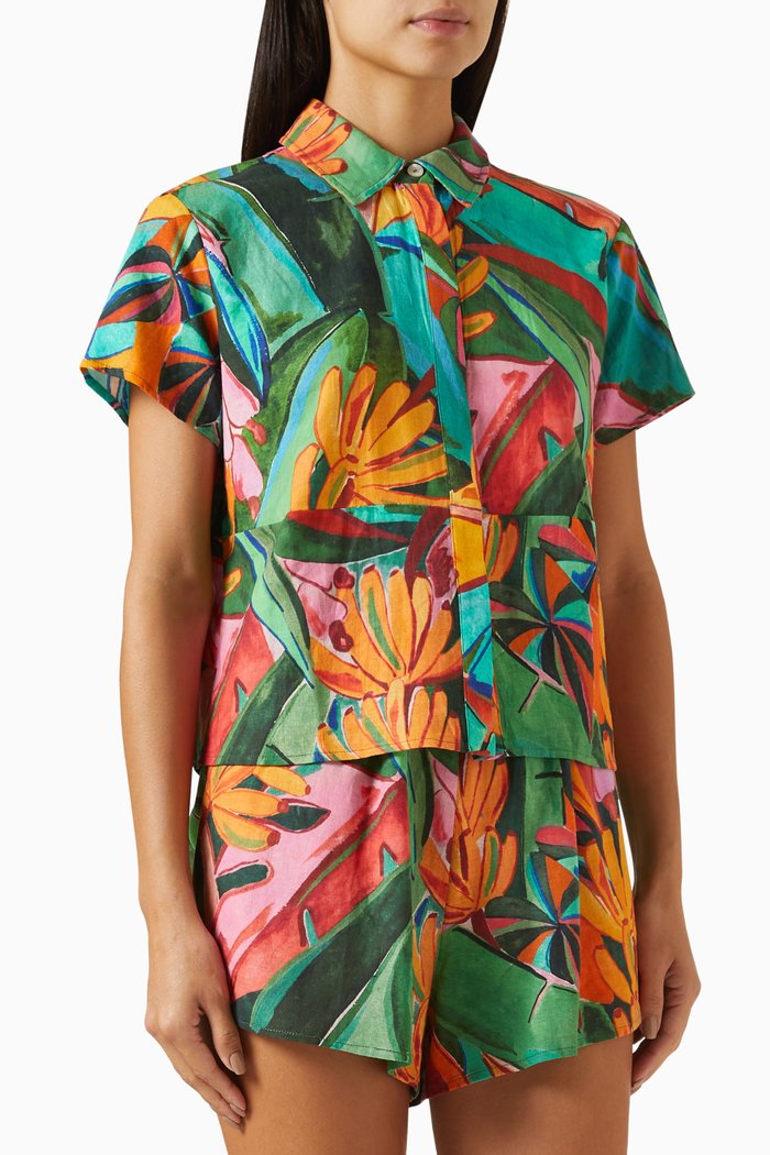 

Banana Foliage Shirt in Linen-blend, Multicolour