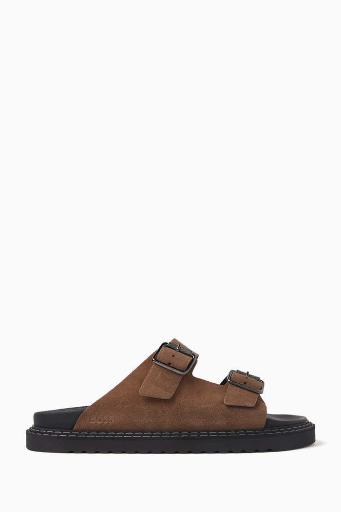 

Cliff Twin-strap Sandals in Suede, Neutral