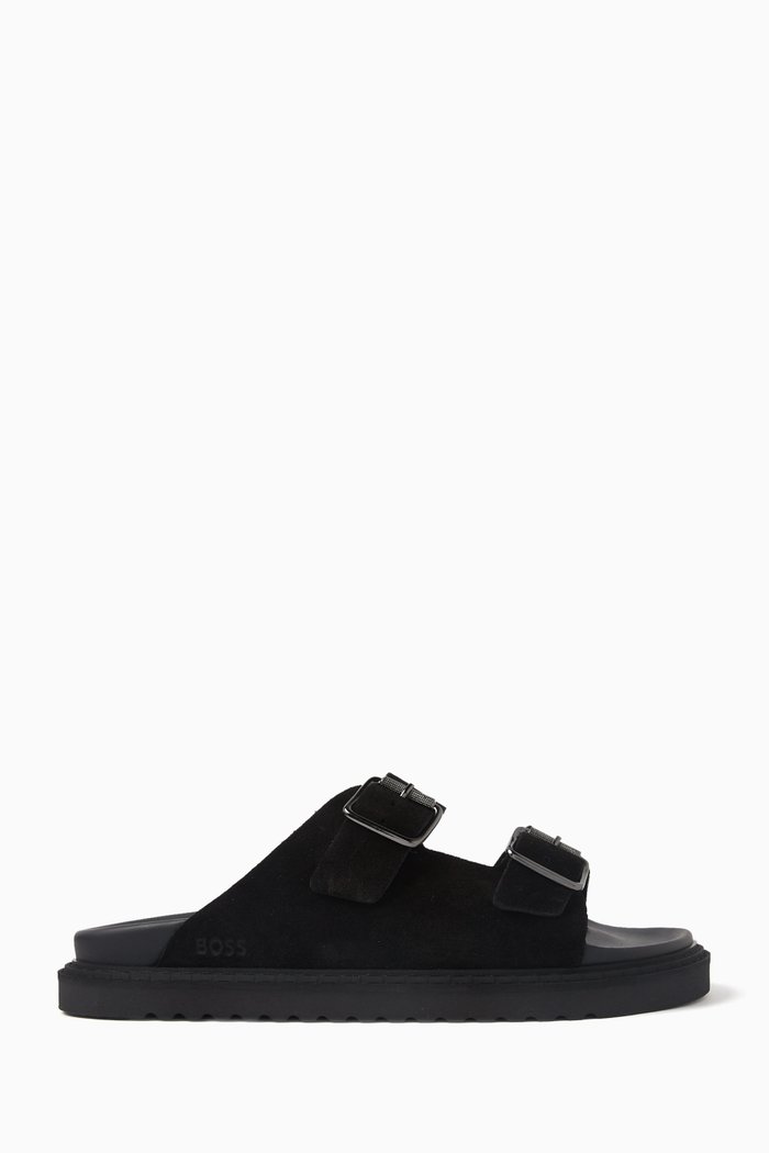 

Cliff Twin-strap Sandals in Suede, Black