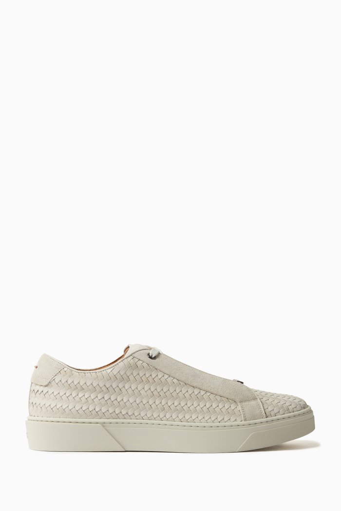 

Woven Sneakers in Leather & Suede, Neutral