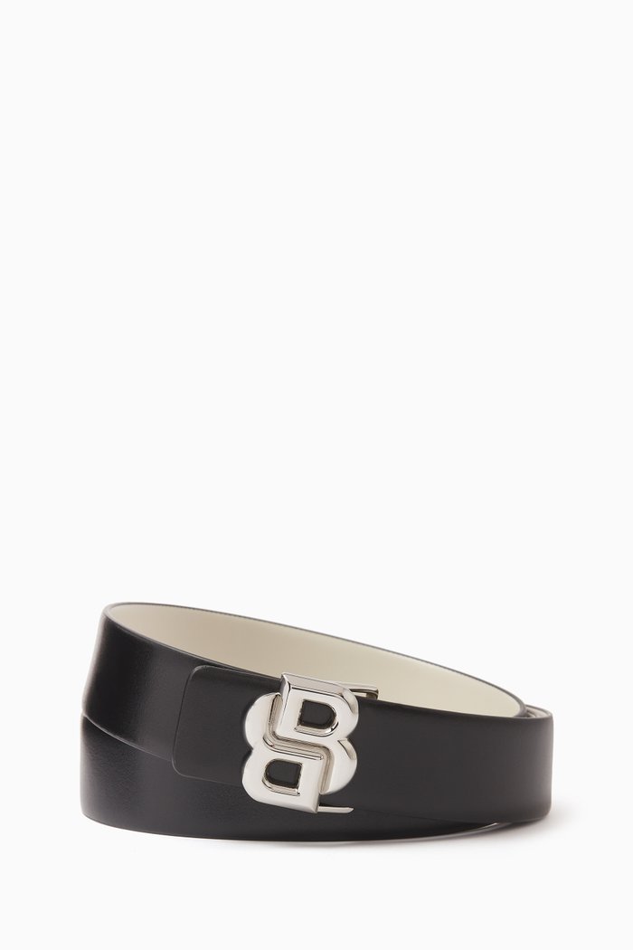

Reversible Monogram Belt in Italian Leather, Black