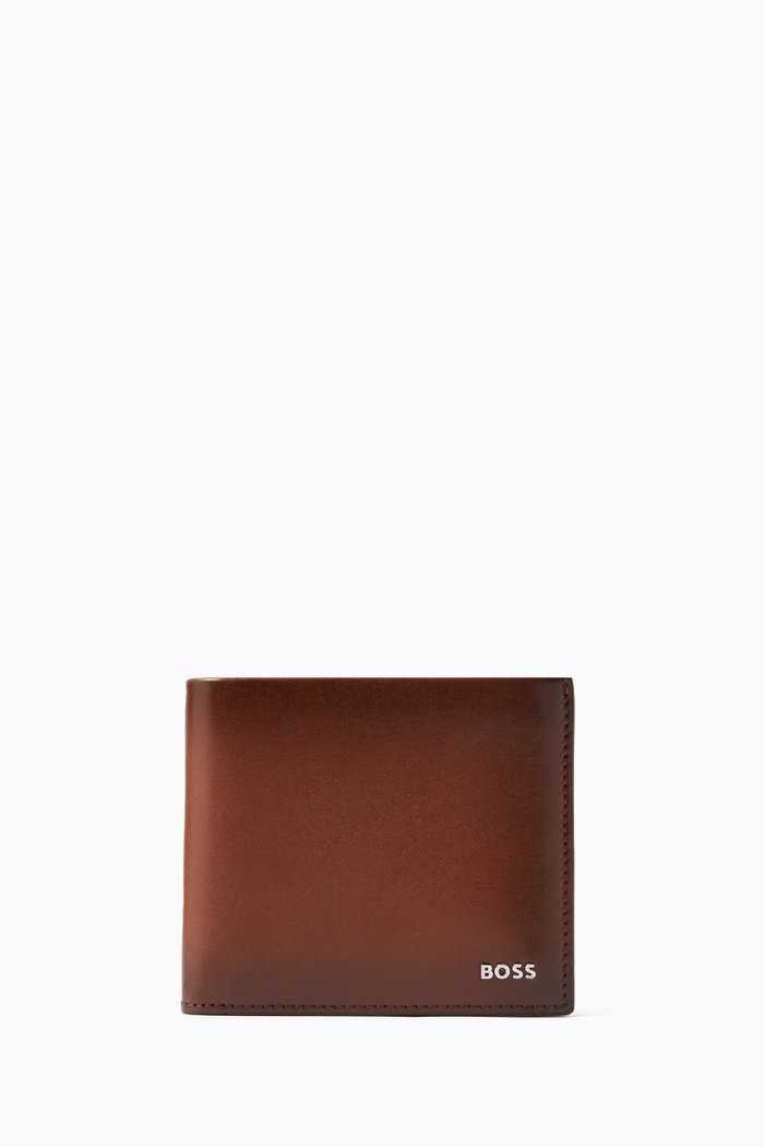 

Logo Wallet in Leather, Brown