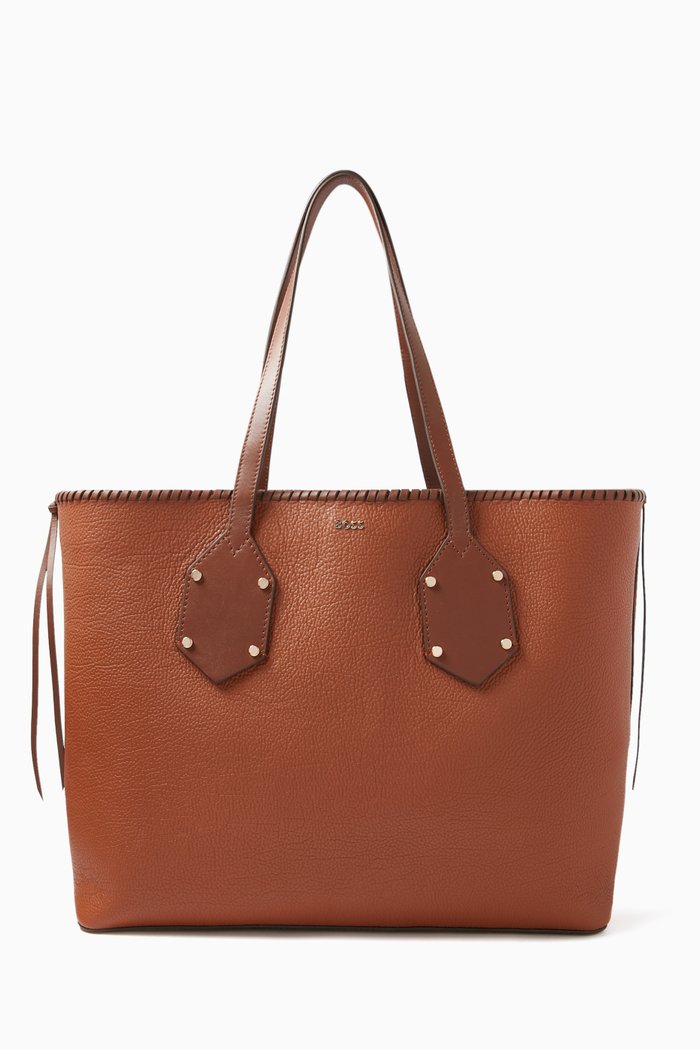 

Ivy Shopper Tote Bag in Grained-leather, Brown