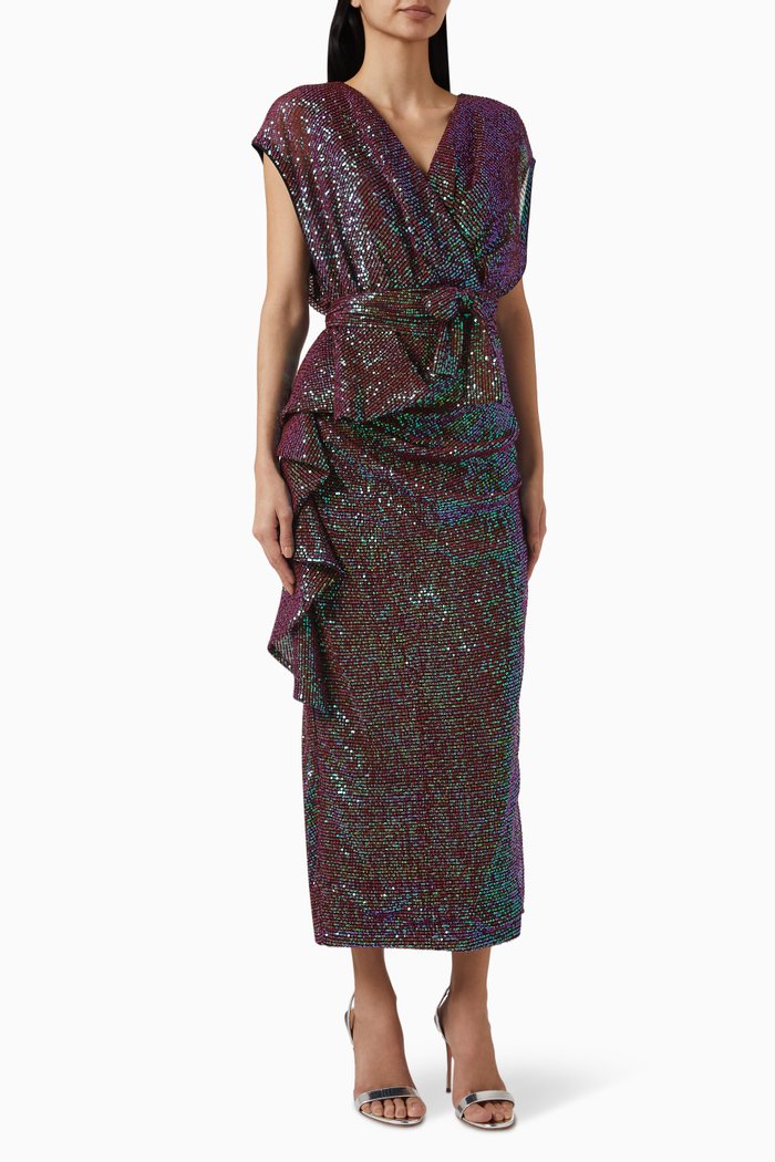 

Sequinned Midi Dress, Red
