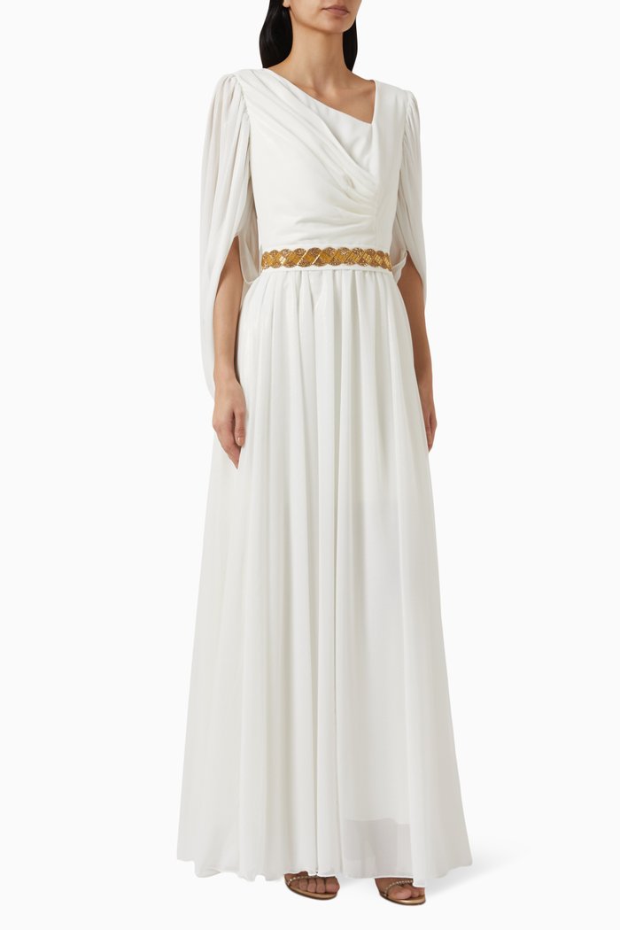 

Draped Maxi Dress, White
