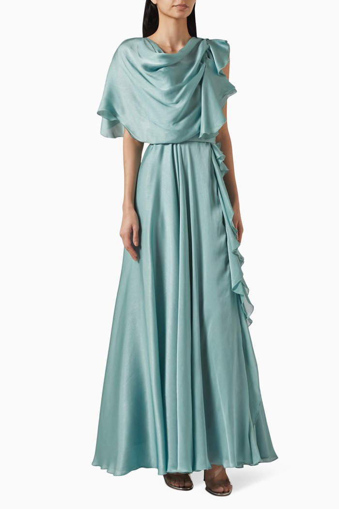 Draped Maxi Dress, Blue