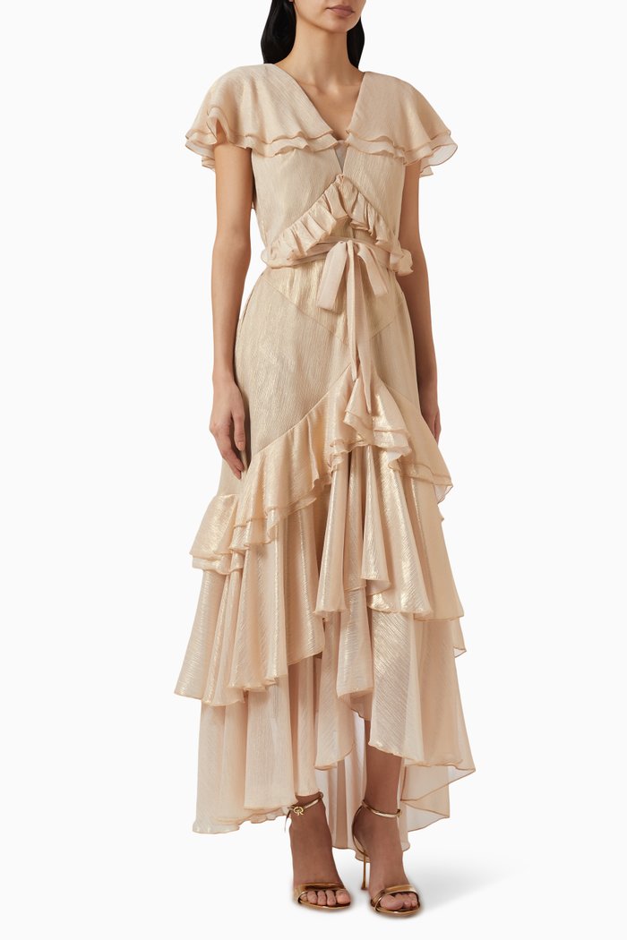 

Ruffled Maxi Dress, Neutral