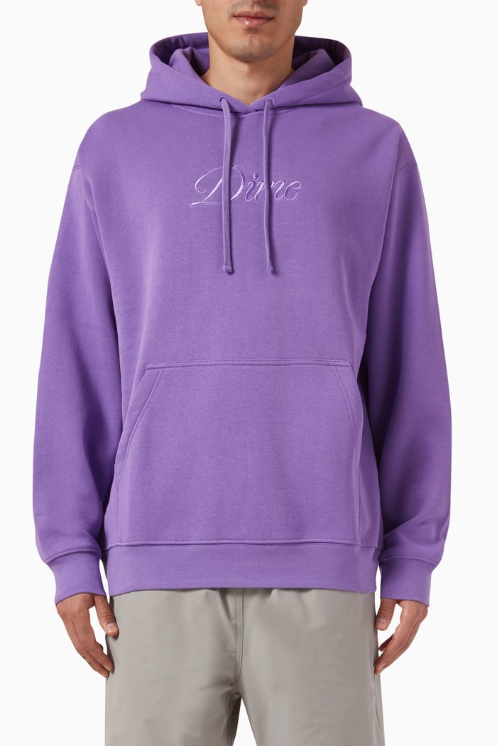 

Cursive Logo Hoodie in Cotton, Purple