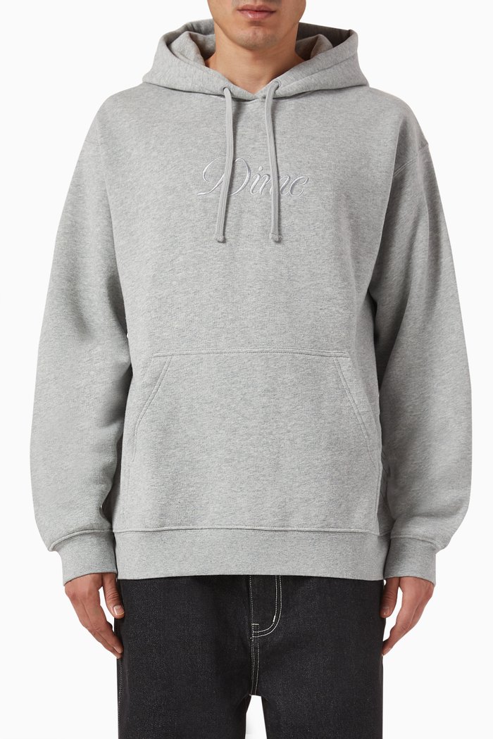 

Cursive Logo Hoodie in Cotton, Grey
