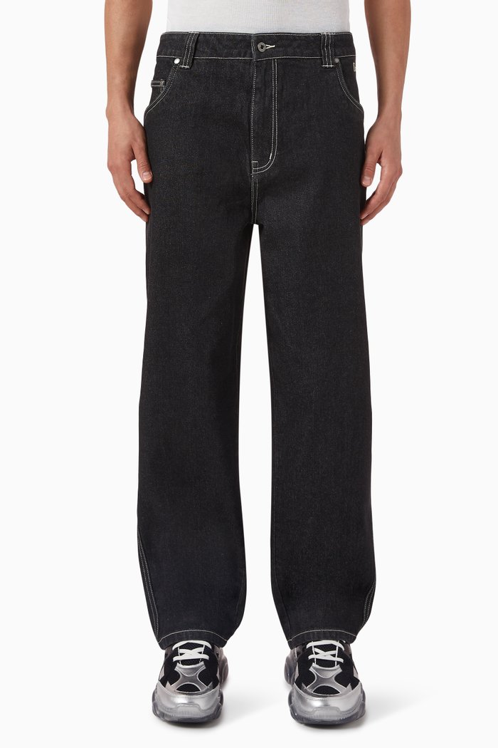 Classic Relaxed Pants in Denim, Black