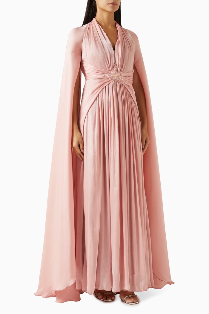 

Draped Cape Maxi Dress, Pink