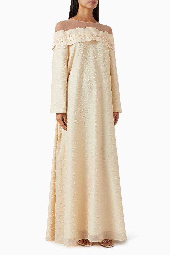 

Bardot Maxi Dress in Textured Jacquard, Neutral