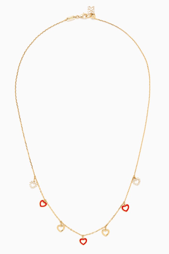 

Heart Enamel Necklace in 18kt Yellow Gold, Red