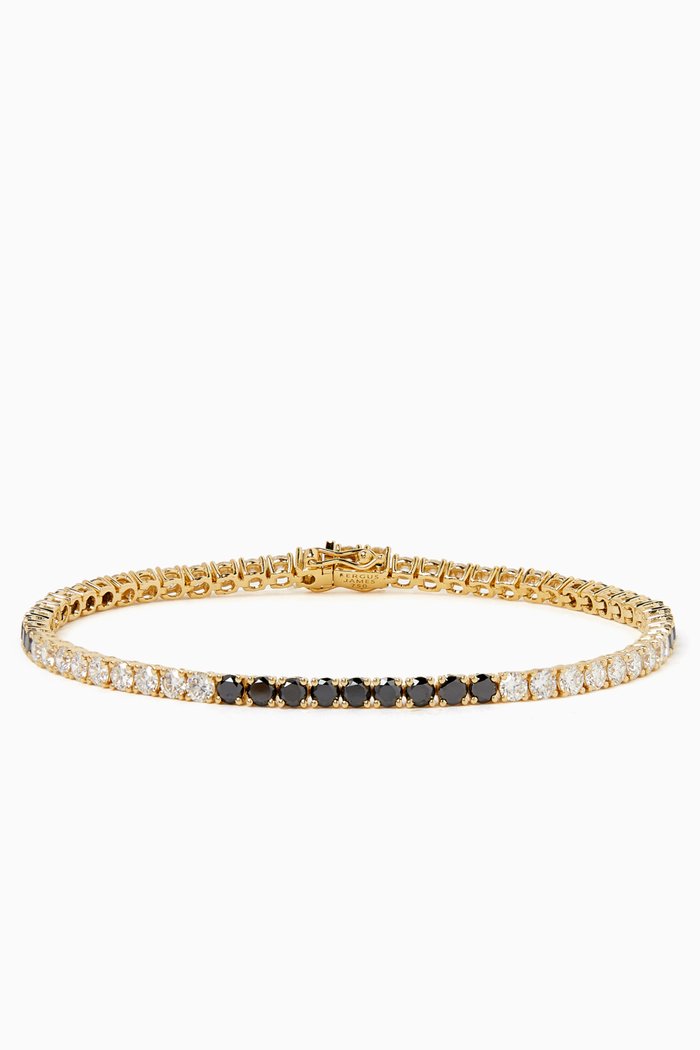 

Diamond Tennis Bracelet in 18kt Yellow Gold, Black