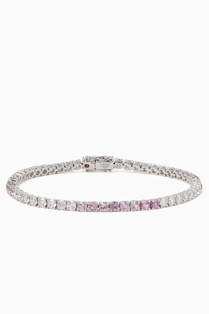 

Diamond & Sapphire Tennis Bracelet in 18kt White Gold, Pink