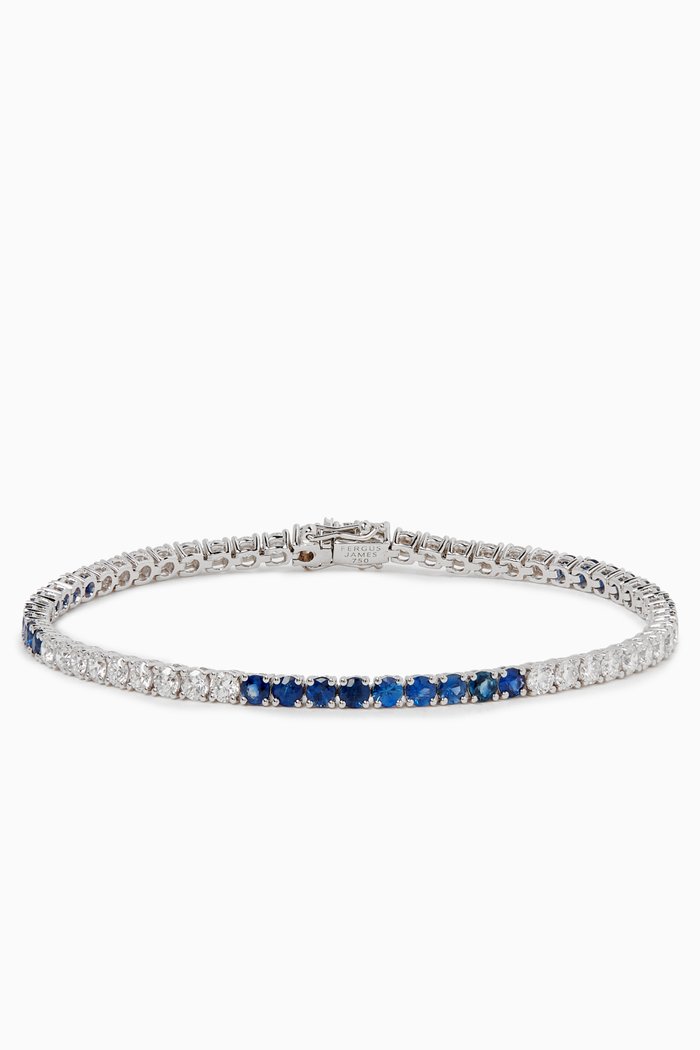 Diamond & Sapphire Tennis Bracelet in 18kt White Gold, Blue