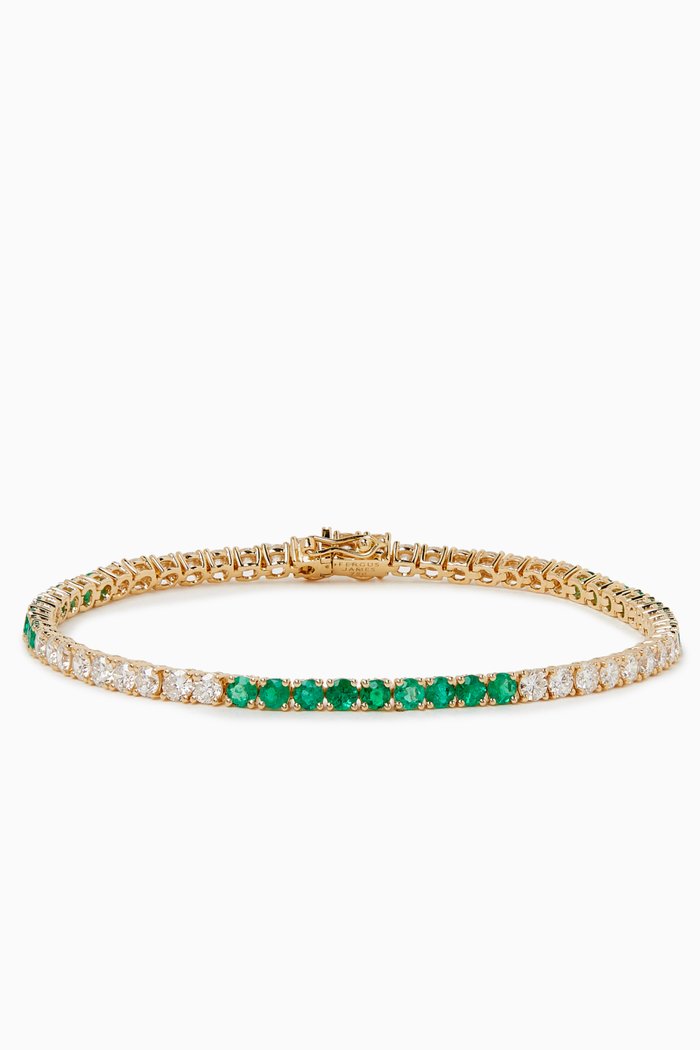 

Diamond & Emerald Tennis Bracelet in 18kt Yellow Gold, Green