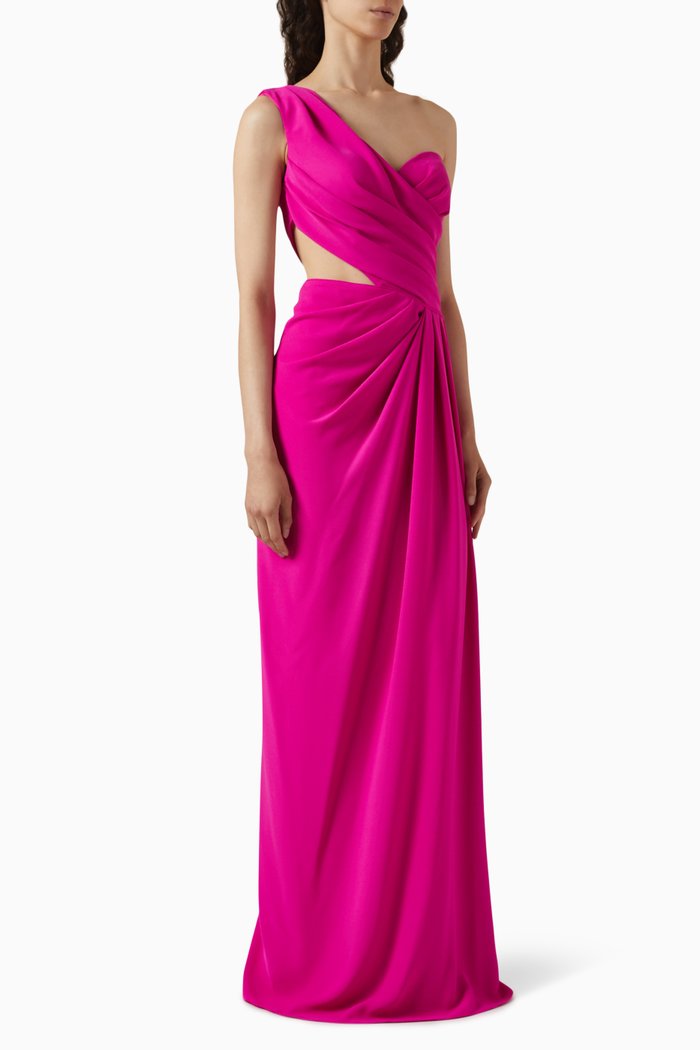 

Iris One-shoulder Gown in Crepe, Pink