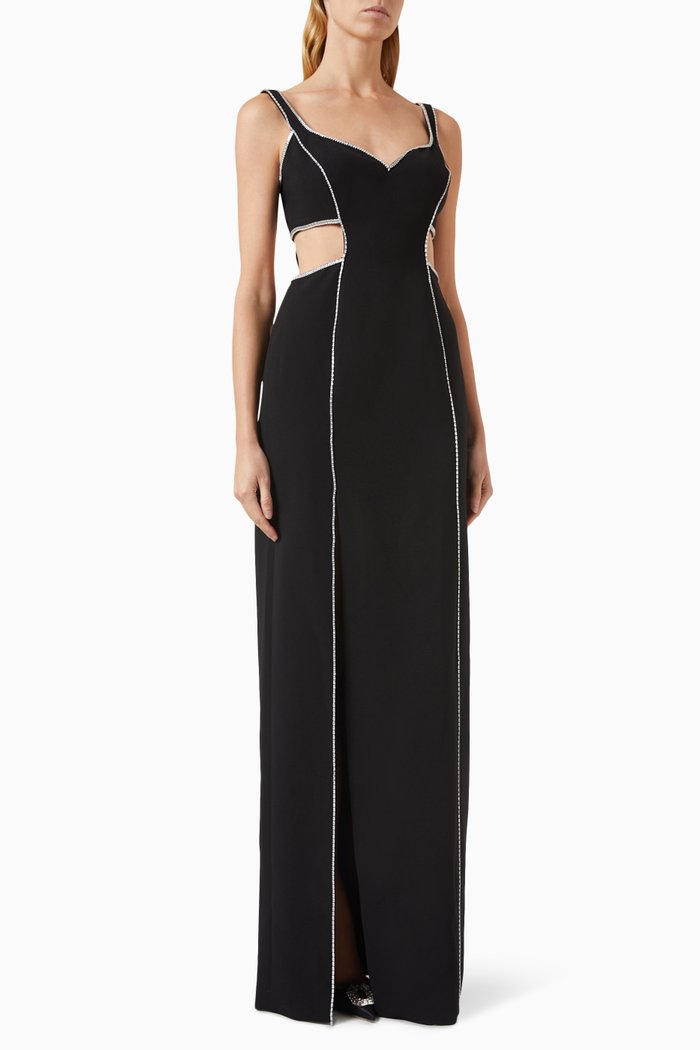 Wish Cut-out Gown in Crepe, Black