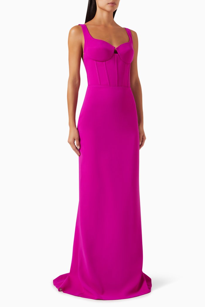 

Nelly Sweetheart-neck Gown in Crepe, Purple