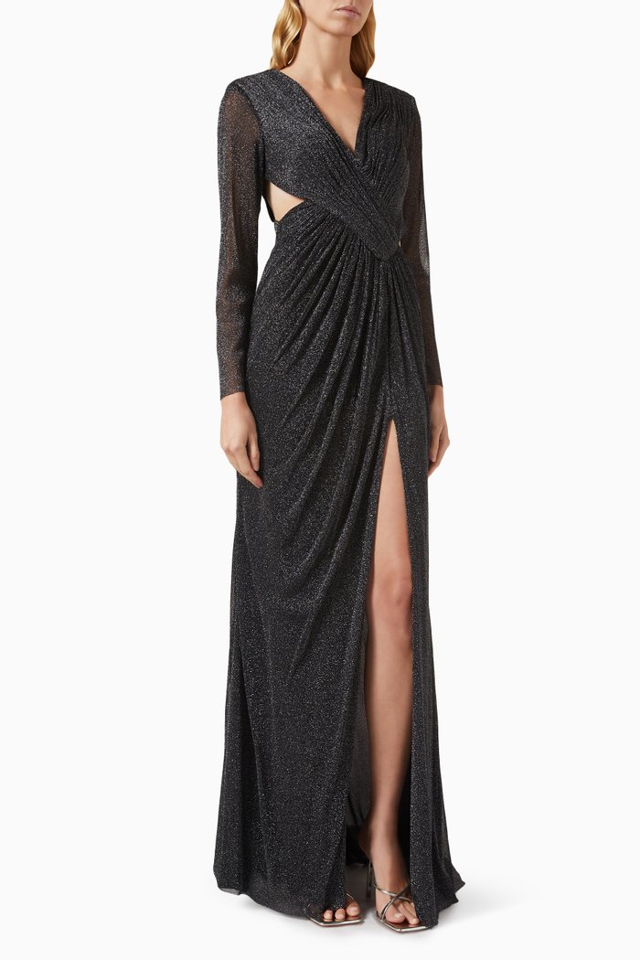 

Carolin Cut-out Gown in Shimmer-jersey, Black