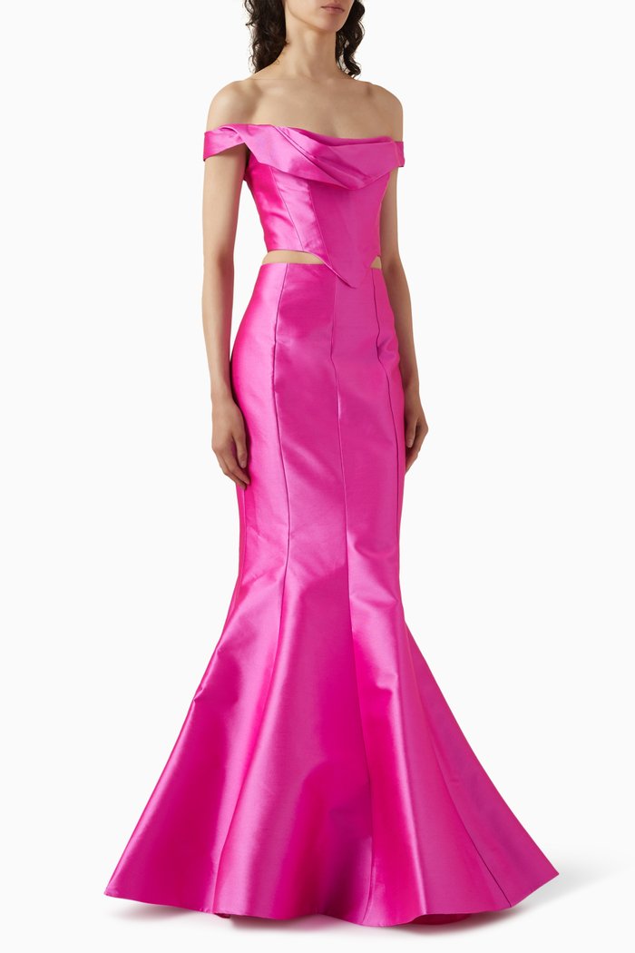 

June Mermaid Gown in Taffeta, Pink