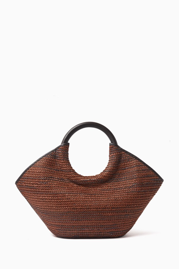 

Small Cabassa Top-handle Bag in Raffia, Brown