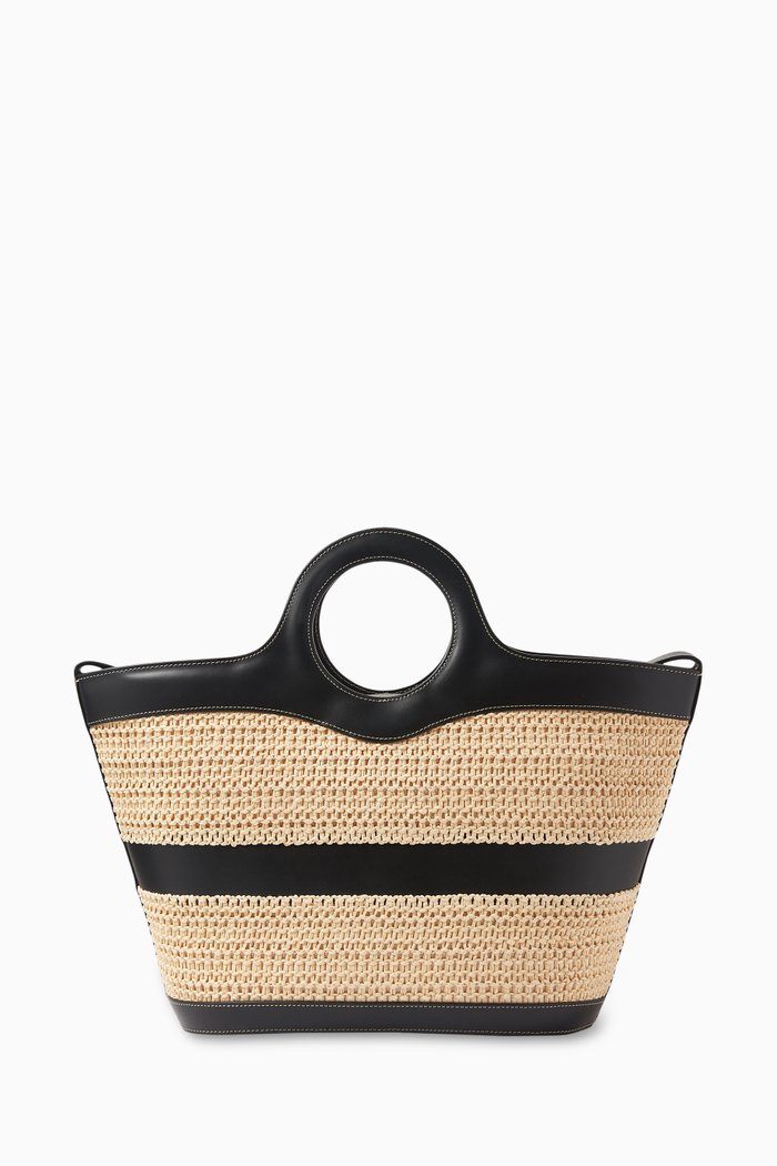 

Medium Nasta Tote Bag in Raffia, Black