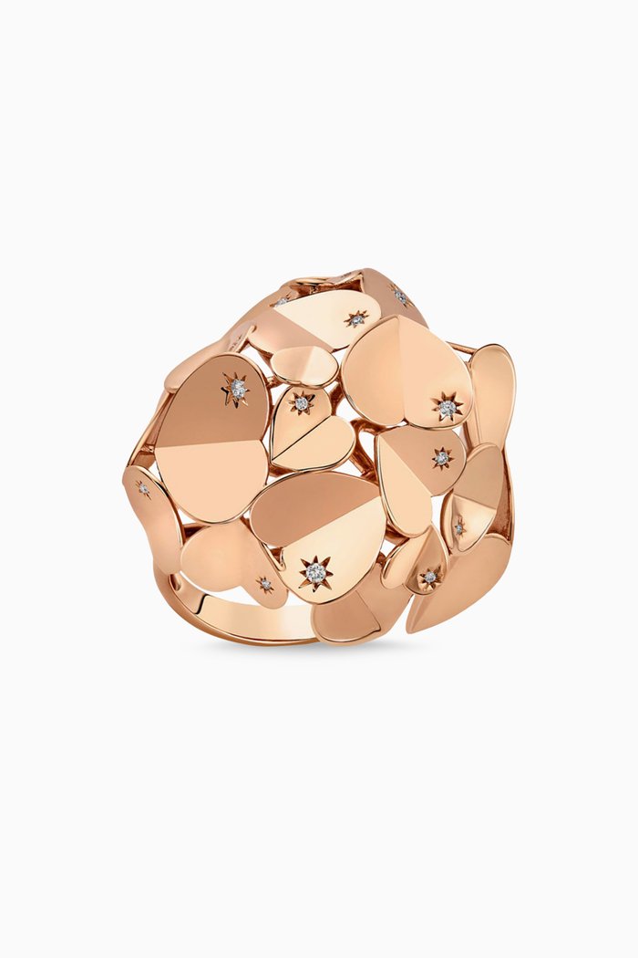 Hiam Gafla Bombé Heart Diamond Ring in 18kt Rose Gold