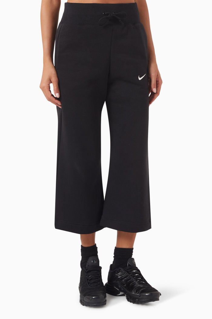

Phoenix High-Waist Cropped Sweatpants in Fleece, Black