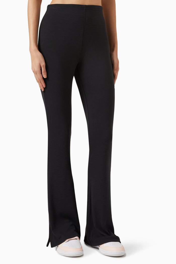 

Chill-knit Flared Leggings in Poly-blend, Black