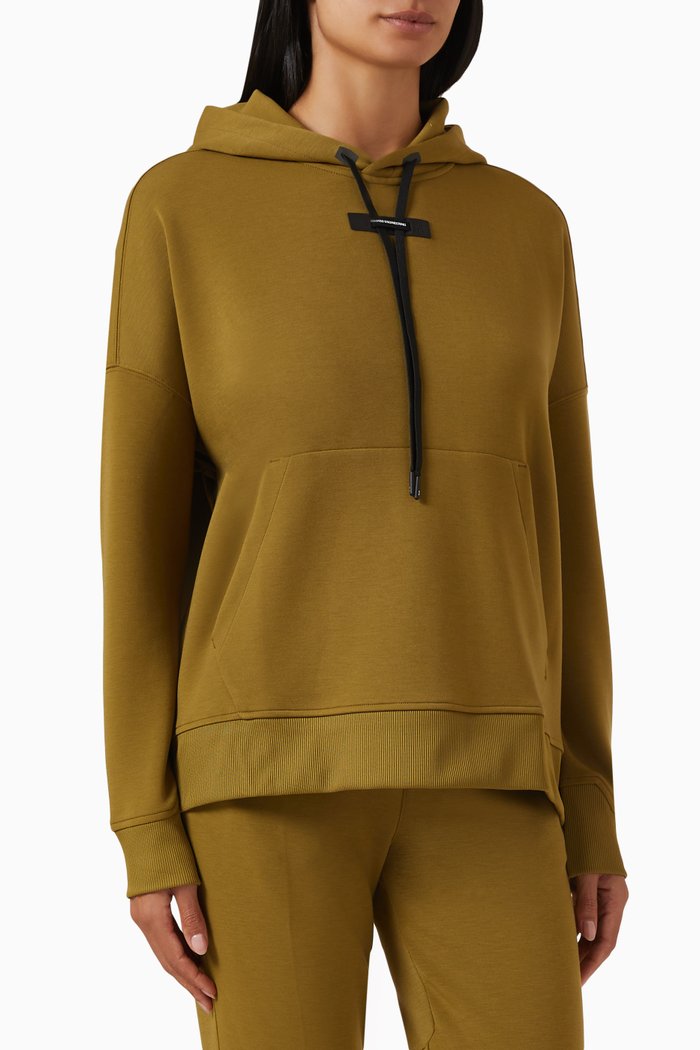 

Drawstring Hoodie in Recycled Polyester-blend, Green