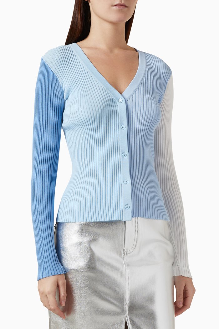 Cargo V-neck Sweater in Viscose-knit, Blue