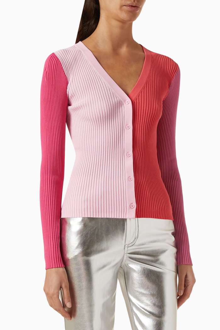

Cargo V-neck Sweater in Viscose-knit, Pink